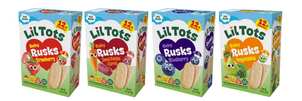 Lil Tots Baby Rusks pack shots